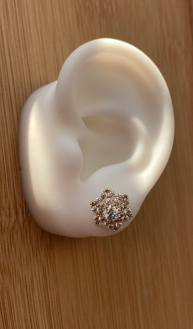 FLOWER ALL STONE DORMILON EARRINGS