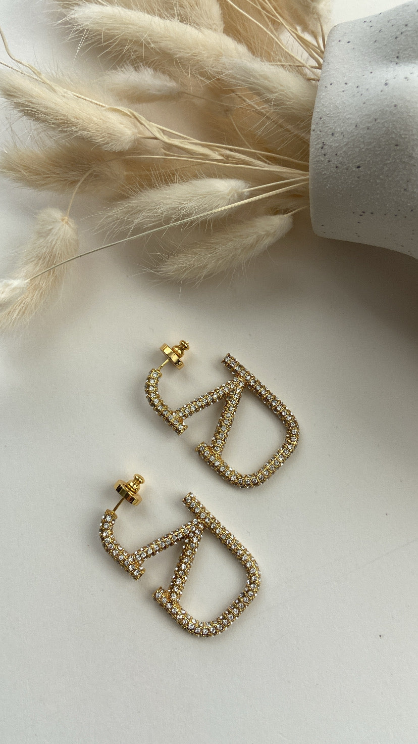 LARGE ALL STONES HOOPS