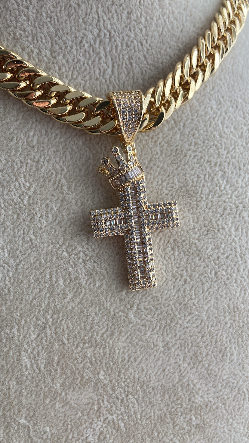 CROSS WITH CROWN CHAIN