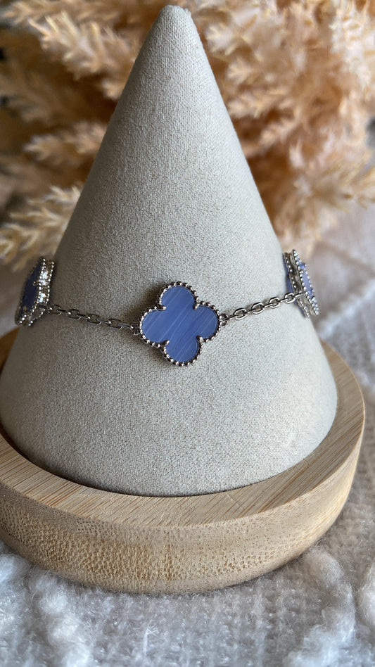VC CLOVER VALENCIA BRACELET SILVER AND LIGHT BLUE