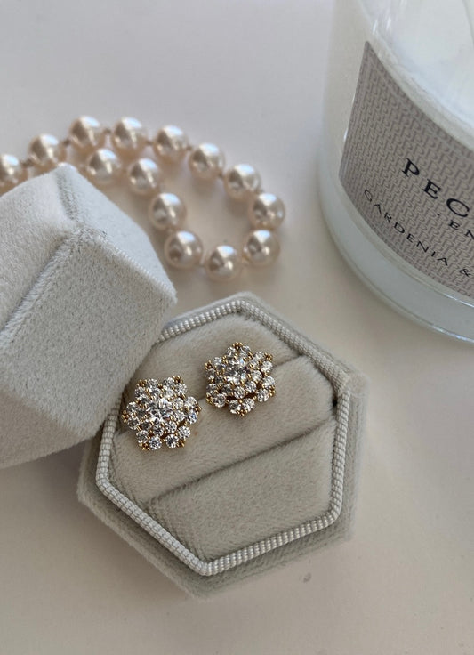 FLOWER ALL STONE DORMILON EARRINGS