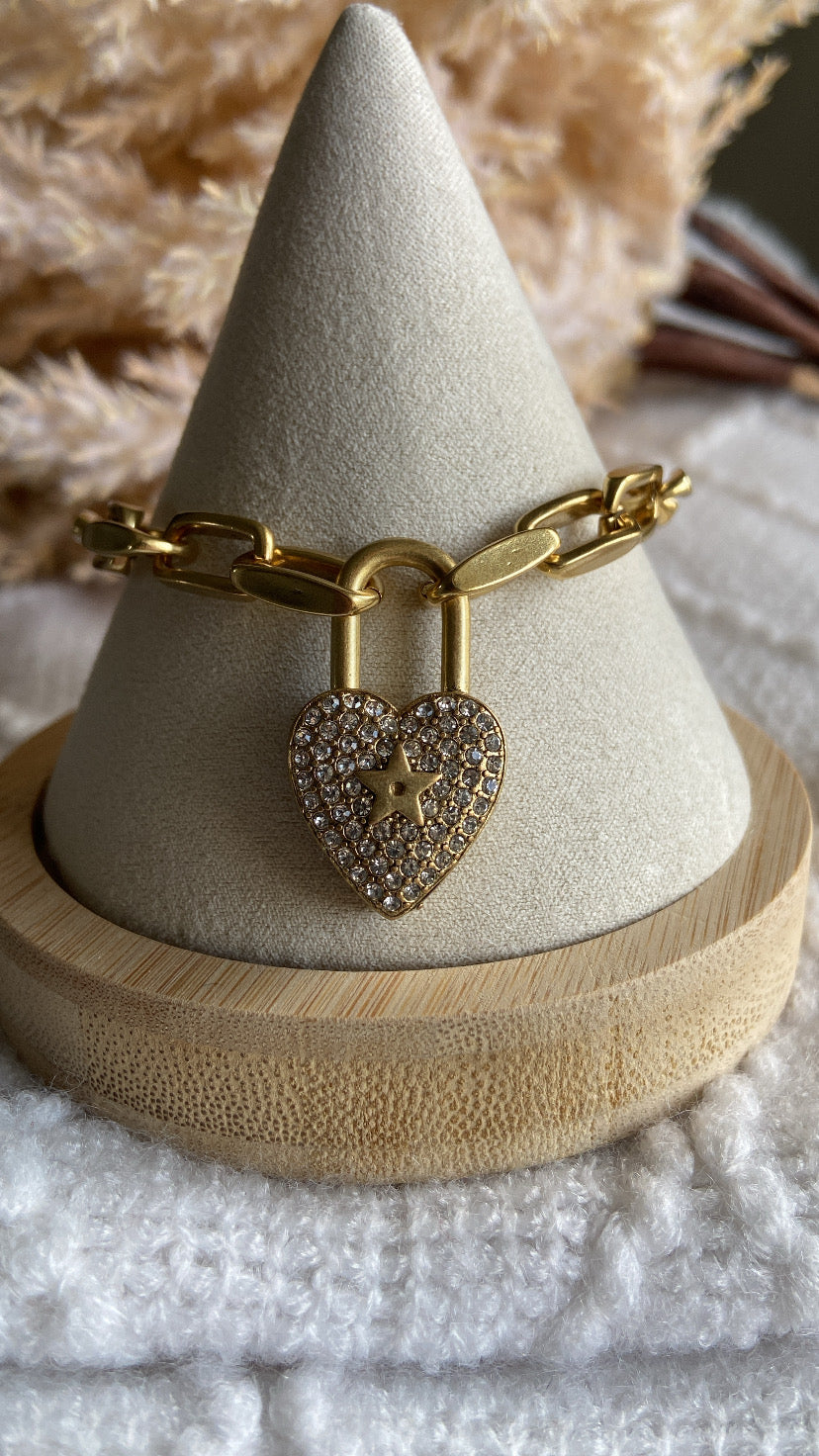INSPIRED HEART PADLOCK BRACELET